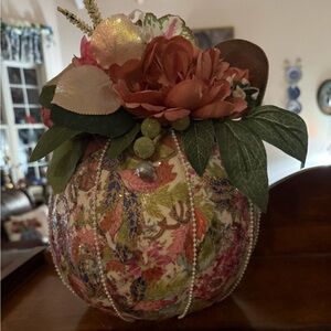 Floral Decorative Pumpkin with Beads